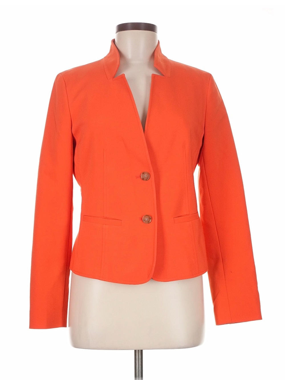 Ann Taylor Loft Burnt Orange Blazer | Size 6 | Mandarin Collar | Structured Fit
